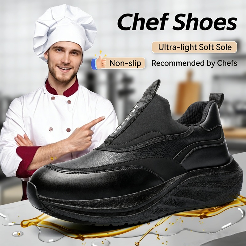Leather Shoe Polish - プラットフォームメンズレザーシューズ防水アンチスリップシェフシューズ耐摩耗性メンズカジュアルシューズ耐油シェフブーツローファー