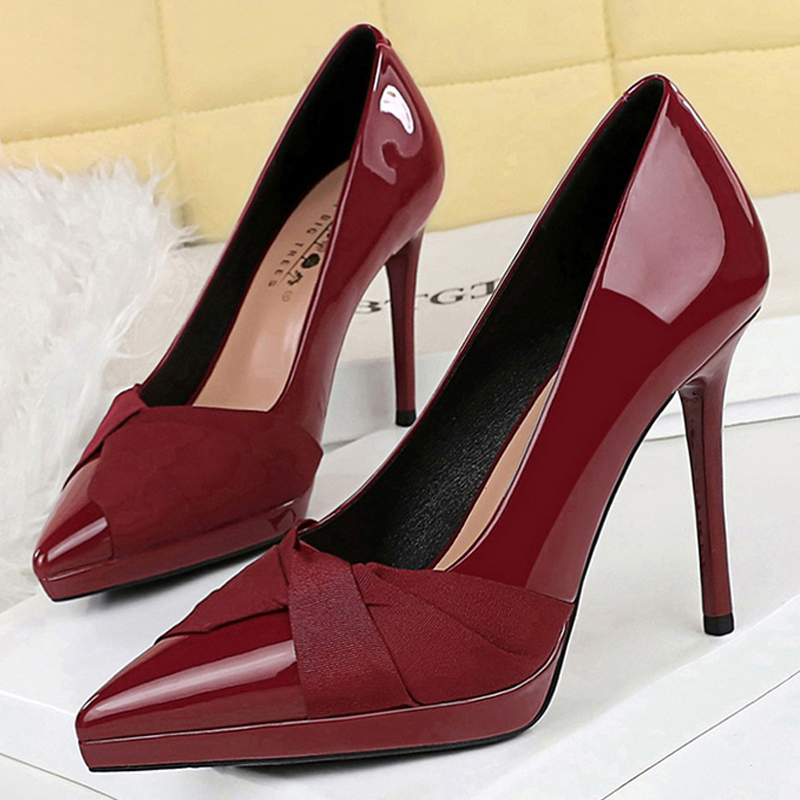 Shoe Tree - レディース 10.5 センチメートルプラットフォームハイヒールパテントレザー女性パンプスボウデザイン女性ヒールスティレットエレガントな女性のパーティーシューズ 2026