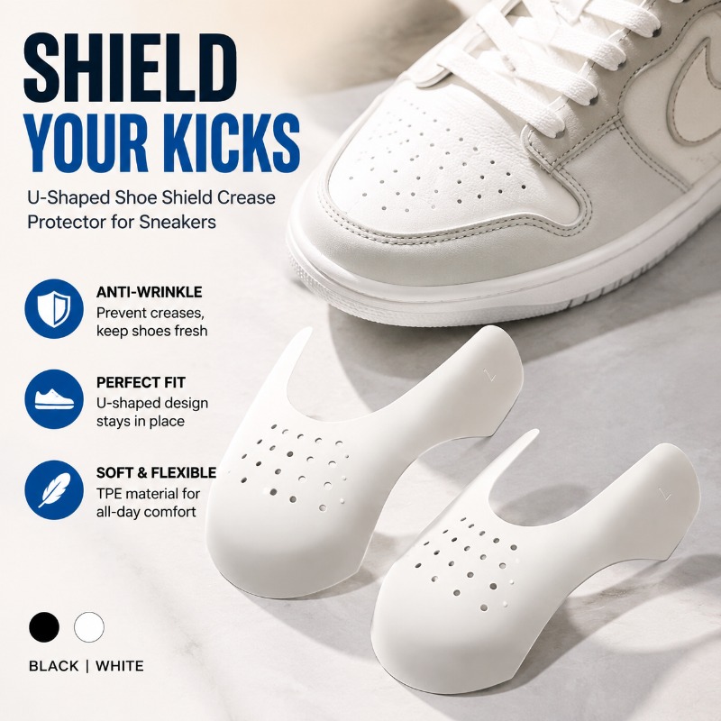 Sneaker Protector - 靴のつま先のしわ防止プロテクター、スニーカーのしわ防止シールド、靴のサポートストレッチャー、しわ防止シューガード、形状保持器（運動靴用）