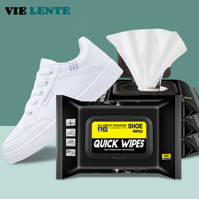 Shoe Cleaner - 12 個/30 個使い捨て靴クリーンワイプポータブル白靴クリーニングケアワイプスニーカークリーニングクイックウェットワイプ VIE LENTE