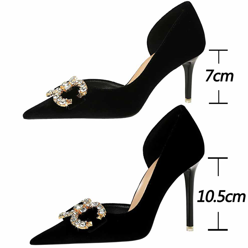 Shoe Tree - 高級婦人用パンプス ハイヒール 7cm 10.5cm スティレット メタルラインストーン