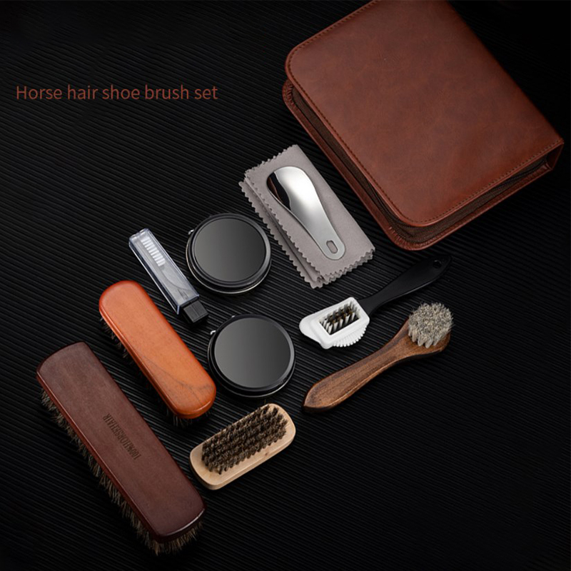 馬の毛-靴ブラシセット,革の手入れ,掃除,研磨ツール,靴クリ - Leather Shoe Polish のレビューと価格