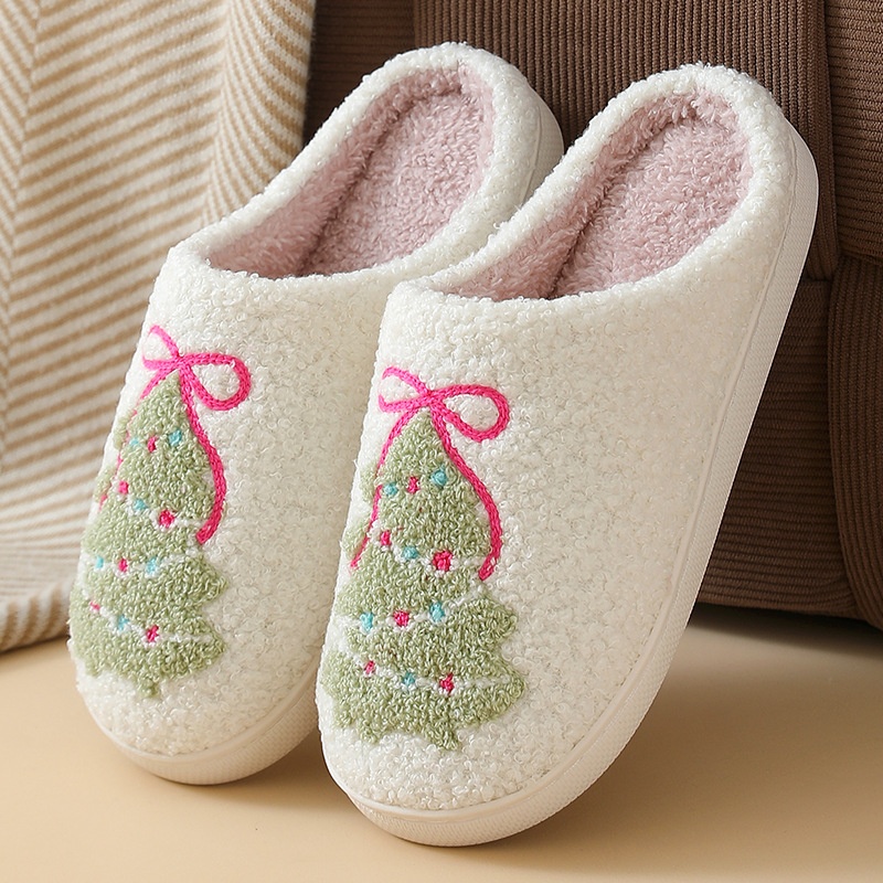 冬のクリスマスツリー柄コットンスリッパ レディース カップル - Shoe Tree のレビューと価格