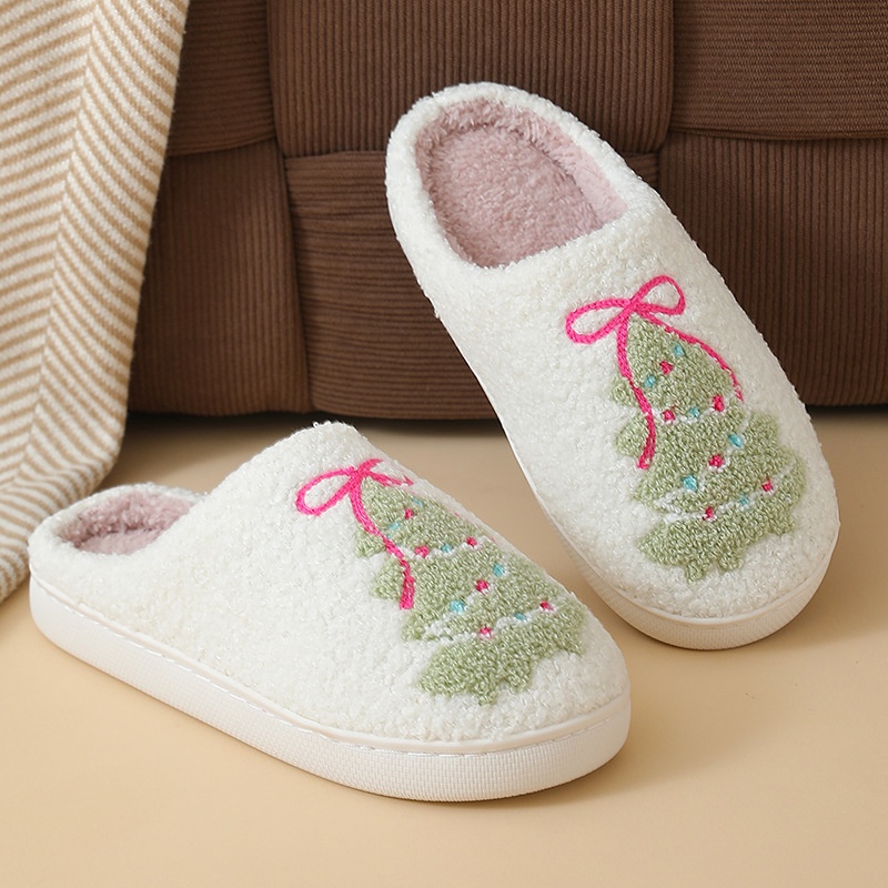 冬のクリスマスツリー柄コットンスリッパ レディース カップル - Shoe Tree のレビューと価格