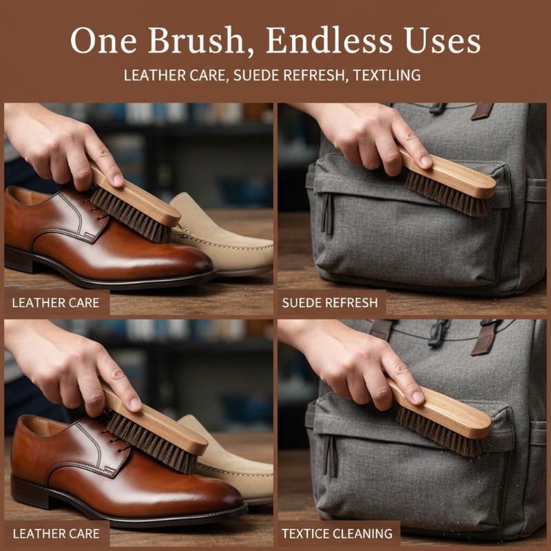 1PC 木製靴ブラシ馬毛の優しいケア革靴のクリーニングと研磨 - Leather Shoe Polish のレビューと価格