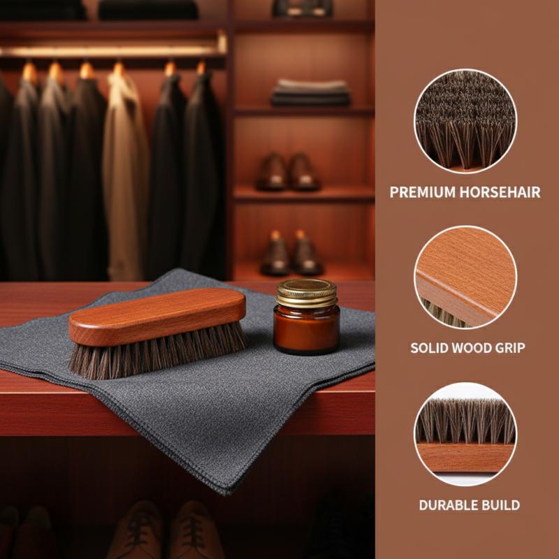 1PC 木製靴ブラシ馬毛の優しいケア革靴のクリーニングと研磨 - Leather Shoe Polish のレビューと価格